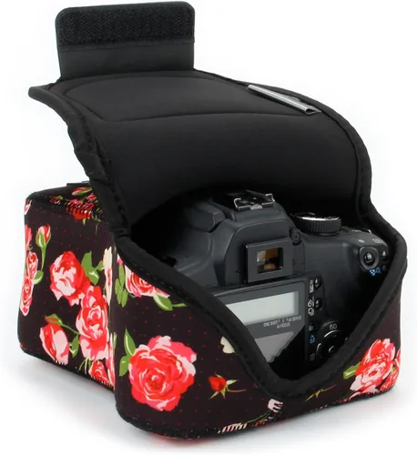 Miniatura 11 de USA GEAR - DSLR estuche/funda para cámara con almacenamiento de accesorios con cierre, flexible y pasador para cinturón de neopreno, compatible