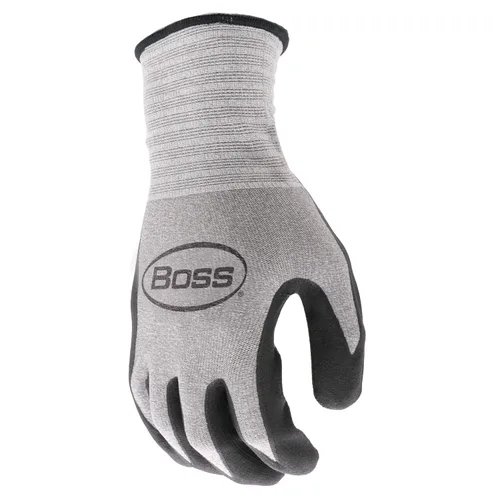Miniatura 3 de BOSS Agarre táctil para hombre con palma recubierta de nitrilo y guantes de trabajo con carcasa de nailon, palma punteada, alta destreza, resistente