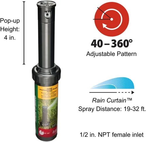 Miniatura 2 de Rain Bird 32SA Rotor de transmisión de engranajes de ajuste simple, patrón de 40 a 360 grados, distancia de rocío de 19 a 32 pies (5.79 a 9.75 m)