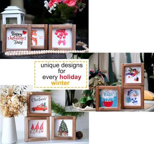 Miniatura 6 de Juego de 48 letreros intercambiables para decoración de bandeja escalonada, para otoño, invierno, primavera, verano, decoración de estantería