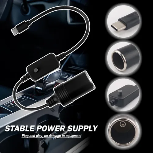 Miniatura 6 de Adaptador USB ajustable a 12 V con salida de 5 V/9 V/12 V/15 V/20 V, adaptador USB PD3.0 de 65 W a encendedor de cigarrillos, adaptadores