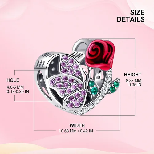 Miniatura 7 de NINGAN Juego de ofertas dijes de piedra natal y dije de mariposa de flor de rosa, Plata