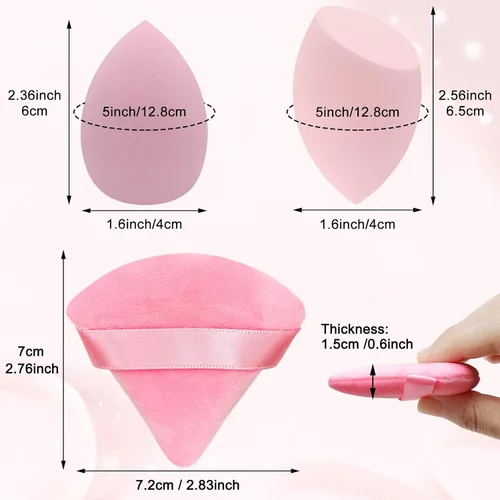 Miniatura 2 de Juego de esponjas de maquillaje profesional 6+6, esponja suave portátil de 2.76 pulgadas, esponja de mezcla de maquillaje multicolor, aplicador Rosa