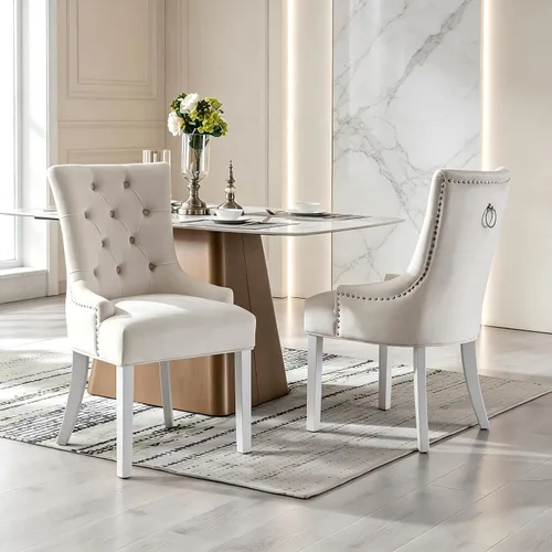 Miniatura 17 de Juego de 4 sillas de comedor modernas de mediados de siglo, sillas decorativas de terciopelo, sillas Parsons tapizadas, sillas laterales