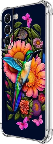 Miniatura 24 de Funda para Galaxy S22, Protección Azul con Flores de Mariposa y Rosas, Funda Anti-Choque y Anti-Arañazos de TPU de Cuerpo Completo para Samsung