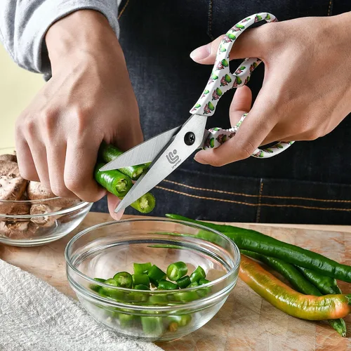 Miniatura 4 de Linoroso Tijeras de Cocina Resistentes Tijeras de Cocina con Soporte Magnético Hechas con Acero Japonés 4034, Tijeras de Cocina Multipropósito Ultra