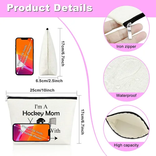 Miniatura 2 de Mxrymvu Regalos de jugador de hockey para mujeres, bolsa de maquillaje, jugador de hockey sobre hielo, regalo de cumpleaños y graduación, Soy una