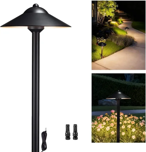 Miniatura 32 de Gardenreet Luces de camino de paisaje de latón, luces de camino de bajo voltaje de 12 V con cable, luces de jardín al aire libre LED impermeables