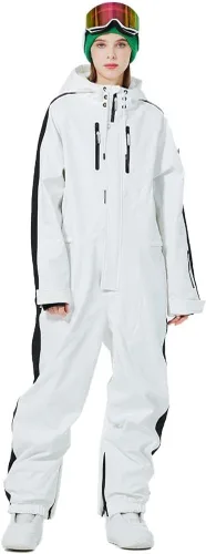 ALSOGO Traje de esquí de una pieza para mujer, overol impermeable con aislamiento para nieve, con cinturón desmontable para deportes de nieve