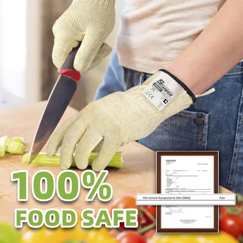 Miniatura 4 de Guantes Schwer SlicePro ultraduraderos resistentes a cortes ANSI A9 PR1501, guante de corte reforzado 10X de grado alimenticio, guantes de mandolina