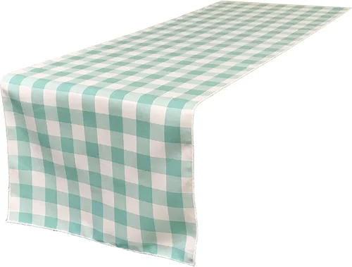 Miniatura 2 de LA Linen Camino de mesa a cuadros de doble cara, 14 x 108 pulgadas, verde cazador y blanco