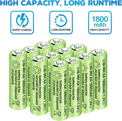 Miniatura 7 de sea jump 12 pilas AA Ni-MH de 1.2 V 1800 mAh adecuadas para micrófonos inalámbricos, juguetes eléctricos, ratones RC, calculadoras, maquinillas
