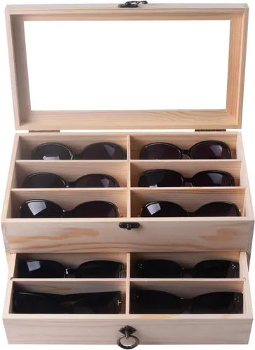 Miniatura 41 de AUTOARK AW-023 - Organizador de cuero para guardar lentes de sol, 12 piezas, color negro, AW-023