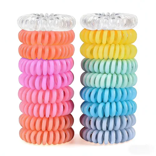 TIZZYT Lazos para el cabello en espiral básicos, sin arrugas, 18 unidades, color macarrón