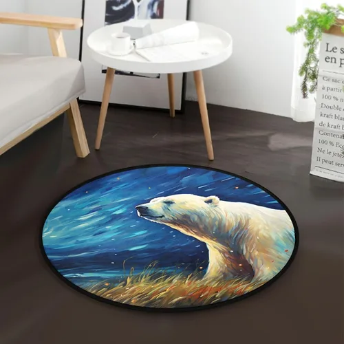 Miniatura 2 de Vnurnrn Alfombra redonda con diseño de oso de pintura, 3 pies, para interiores, alfombra circular para sala de estar, puerta, entrada, dormitorio