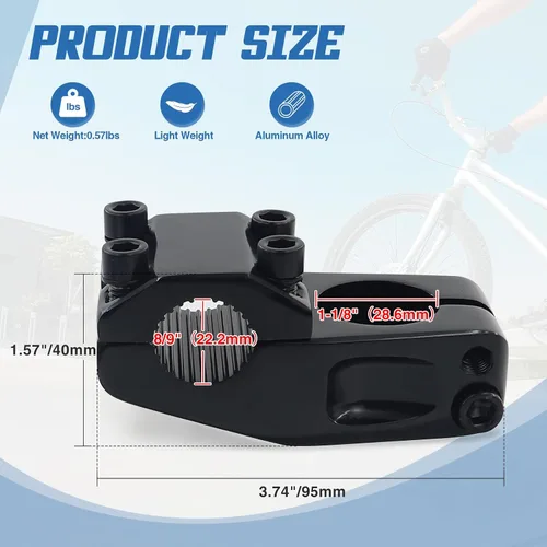Miniatura 2 de Vástago de bicicleta para bicicleta BMX aleación de aluminio engranaje fijo vástago de bicicleta