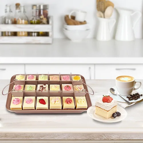Miniatura 7 de Sartén para brownie con divisores, moldes antiadherentes para cortar brownies, todos los bordes, bandeja de acero al carbono para hornear 18
