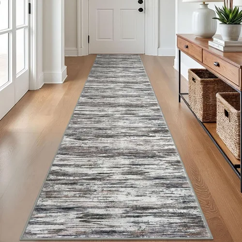 Miniatura 33 de SIILOOM 2 x 3 Alfombra moderna y abstracta para entrada, alfombra neutra azul marino gris multicolor súper suave de área pequeña, alfombras lavables