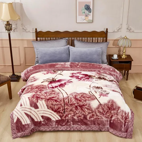 Miniatura 19 de Manta de visón coreano de 55"×75", sedosa, suave y cálida - Manta de cama Raschel reversible de 2 capas para cama individual. (150x200cm-2.5kg).