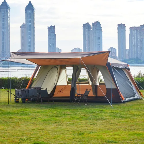 Miniatura 11 de KTT Extra Large Tent 6-12-14 Person,Family Cabin Tents,2 Rooms,3 Doors and 3 Windows with Mesh,Straight Wall,Waterproof,Double Layer,Big Tent for