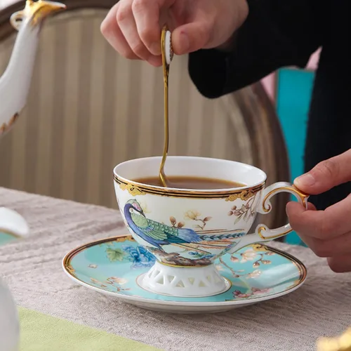 Miniatura 4 de ACMLIFE Juego de taza de té y platillo de porcelana de hueso – Juego de taza de café y platillo de té de porcelana de hueso, juego de taza de té