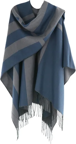 Miniatura 74 de Poncho chal para mujer, suéteres suaves y cálidos para mujer, parte delantera abierta, poncho de viaje para otoño, invierno y primavera