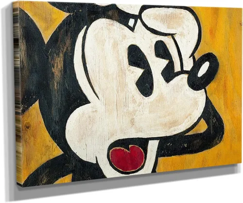Miniatura 5 de Lienzo decorativo para pared con diseño de ratón de dibujos animados, estampado clásico inspirado en la animación, decoración retro del hogar