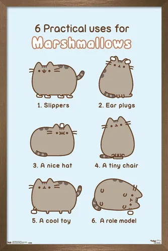 Miniatura 14 de Trends International Pusheen - Póster de pared de malvavisco, 14.725 x 22.375 pulgadas, versión enmarcada de madera de granero
