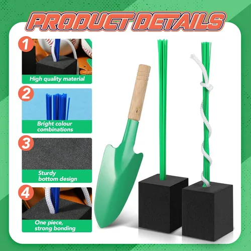 Miniatura 4 de Shappy 12 tapones de base de béisbol con borla, tapones de anclaje resistentes para campo de béisbol y accesorios de sóftbol Verde