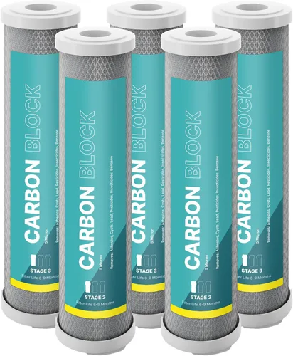 Miniatura 9 de NU Aqua Filtro de bloque de carbono de ósmosis inversa de repuesto de 10 pulgadas – Cartucho universal de sistema de filtración de agua RO de 5