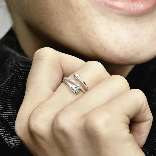 Miniatura 8 de PANDORA Joyería - Anillo de circonita cúbica con flecha envolvente, regalo para ella, plata de ley, Metal, Zirconia cúbica