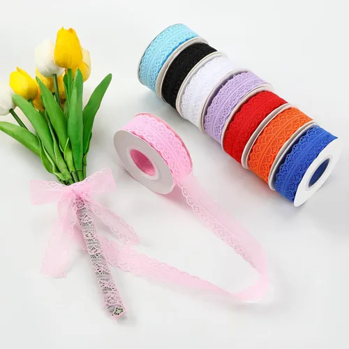 Miniatura 7 de 25 yardas de cinta de encaje negro con ribete de flores para envolver regalos, 1.2 pulgadas de ancho, ribetes de tela y adornos para costura