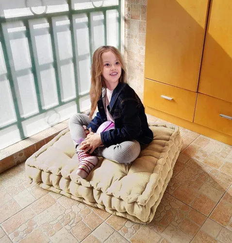 Miniatura 3 de Verpert Almohada de suelo de 25 x 25 pulgadas, cojín cuadrado de meditación, asientos de suelo para adultos, cojín de asiento capitoné de gran