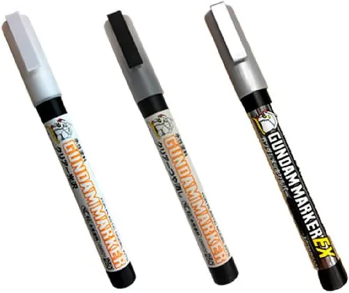 GSI Creos Gundam Marker - Juego de 3 tipos de brillo transparente, mate transparente, plateado Gundam con adhesivo Kanji LOVE (7.87 x 0.39 x 2.36