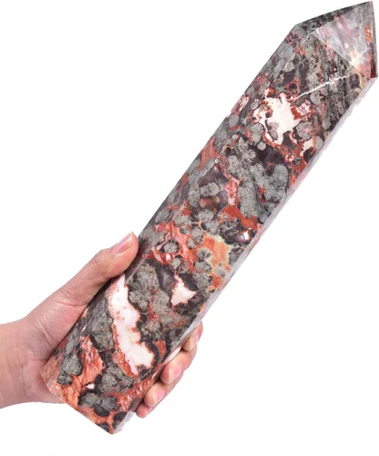 Miniatura 29 de AMOYSTONE Varita de obelisco hexagonal septario natural, torre de cristal curativo, 6 caras, pulida de 1.7 a 2 libras para reiki, chakra, regalos