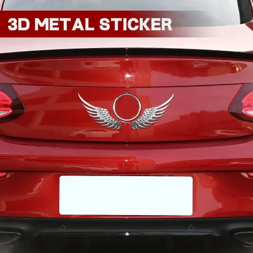Miniatura 3 de 1 par de calcomanías de aleación de metal para automóvil, calcomanías de metal 3D, emblema de automóvil de alas de águila de halcón, calcomanías