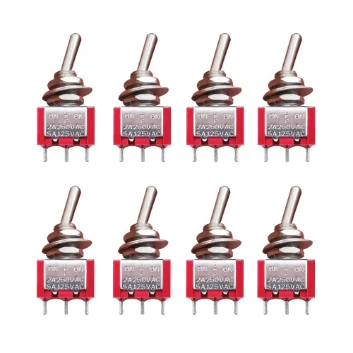 Miniatura 9 de Mxuteuk 8 piezas interruptor de palanca mini SPST interruptor en miniatura encendido/apagado 2 terminales 2 posiciones 6 A 125 V 3 A 250 V