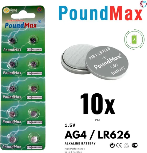 Miniatura 2 de PoundMax AG4 LR626 Baterías 1.5v Batería alcalina de botón - 10