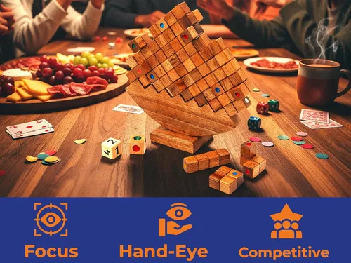 Miniatura 6 de BSIRI - Torre apilable de madera – Noche clásica de juegos familiares para adultos y personas mayores, juegos de mesa divertidos de mesa