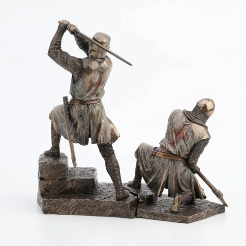 Miniatura 3 de Veronese Design Battling Templar Knights - Estatua de resina fundida en frío con acabado en bronce