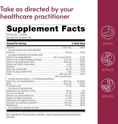 Miniatura 4 de Bariatric Advantage High ADEK Multi - para pacientes con cirugía bariátrica - Multivitamínico con vitaminas A, D, E, K y minerales traza - 100% + DV