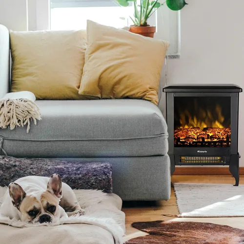Miniatura 8 de TURBRO Suburbs TS17 - Estufa eléctrica compacta para chimenea, calentador independiente de 18 pulgadas con llama realista, certificado CSA, Negro