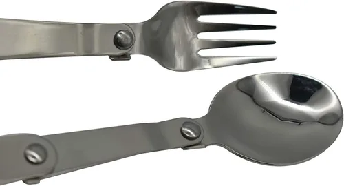 Miniatura 7 de Maydahui Tenedor de cuchara plegable portátil para acampar, 6 unidades, SUS 18/10 (304), tenedores de frutas plegables multifuncionales para viajes