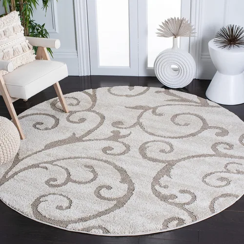 Miniatura 64 de SAFAVIEH - Alfombra de la Colección Florida Shag - 5' redonda, gris y azul claro, diseño de pergamino, sin deshilachado y fácil de limpiar, pelo