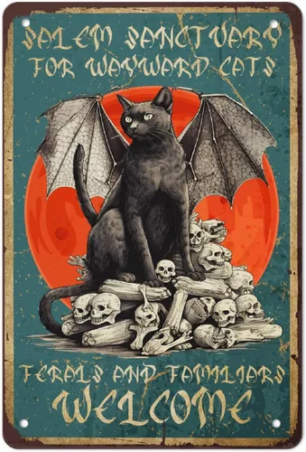 Miniatura 16 de Cartel de metal de aluminio con texto en inglés "Cat Kitty-I Read Books And Drink Tea", regalo para amantes de los gatos, para baño, jardín