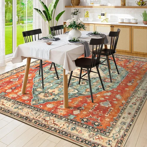 Miniatura 165 de Lahome Alfombra Bohemia Tribal Lavable de 3 x 5, Alfombras Antideslizantes para Entrada, Dormitorio, Sala de Estar, Vintage, Ultra Suave, No