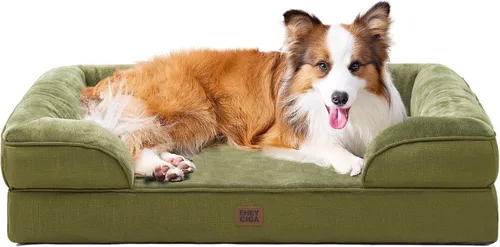 Miniatura 114 de EHEYCIGA - Cama ortopédica para perro grande, impermeable, de espuma viscoelástica y espuma tipo caja de huevos, bordes elevados, antideslizante