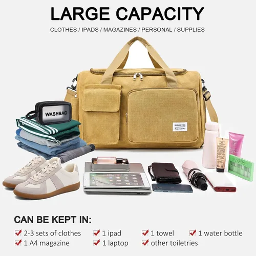 Miniatura 229 de Pequeña bolsa de gimnasio para mujer, bolsa de viaje con compartimento para zapatos