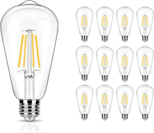 Miniatura 15 de Paquete de 8 Bombillas LED Edison Blanco Suave 2700K Equivalente a 40W, Bombillas LED Vintage Transparentes ST19/ST58 de 4W para Luces de Techo, 90