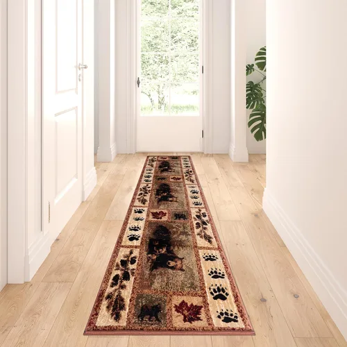 Miniatura 8 de Masada Masada Rugs Kodiak Collection - Alfombra de 2 x 3 pies para cabaña/cabaña con escena de oso y cachorro